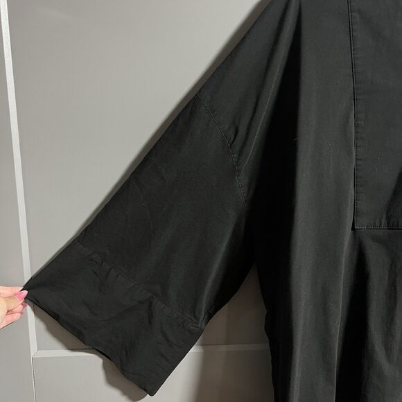 Mela Purdie Women Popover V-Neck Wide Rolled Sleeve Oversize Tunic Black 3XL - Picture 4 of 10